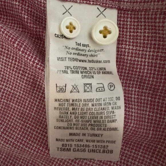 Ted Baker London Dress Shirt Long Sleeve Button Up Modern Flip Cuff Red S 5 US L - Picture 5 of 5